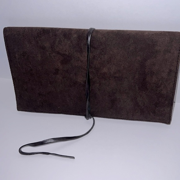 Yves Saint Laurent Dark Brown Suede Clutch - Picture 1 of 10